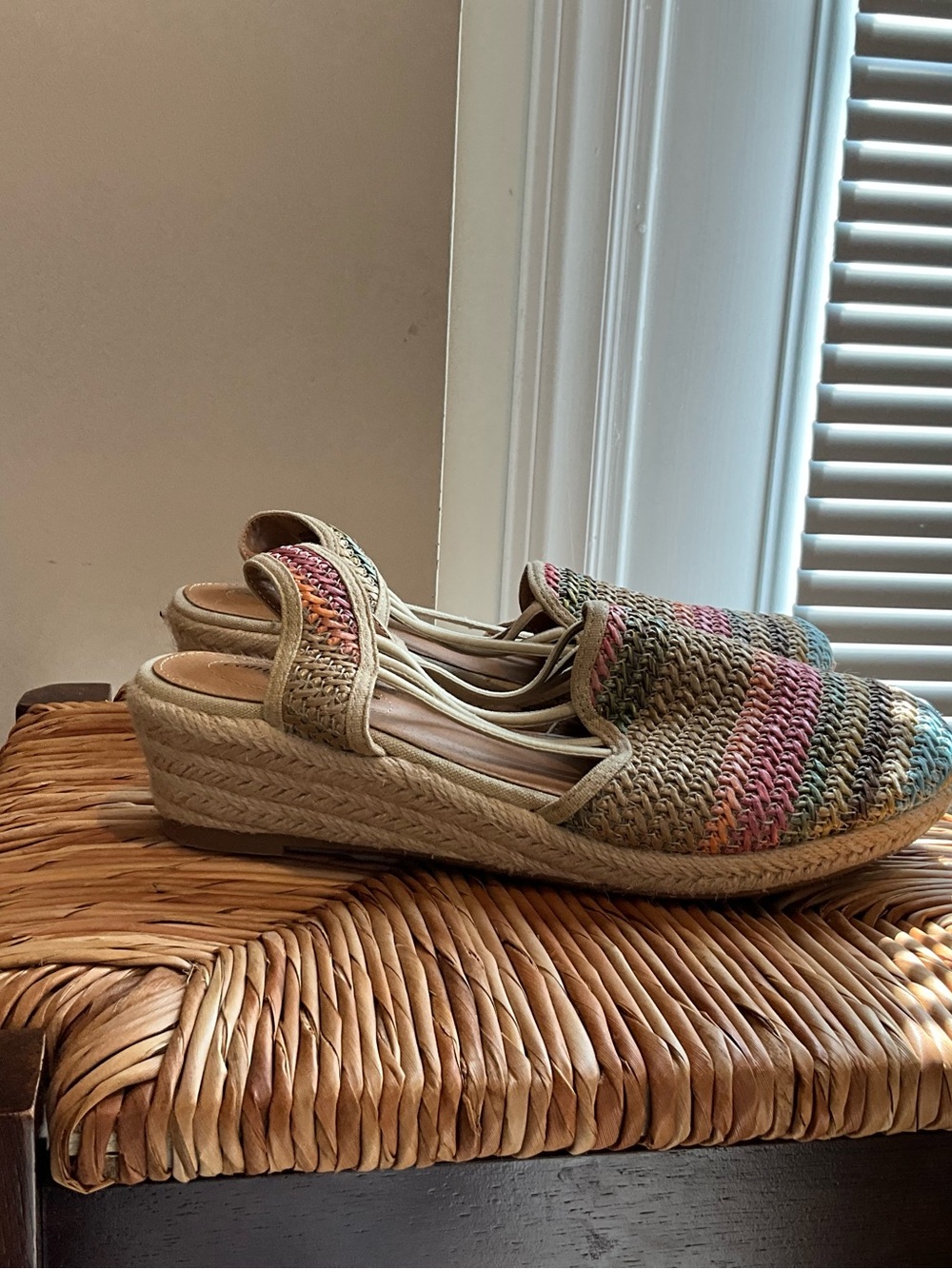 comfortview Multicolor Woven Espadrille Slingback Wedge size 9W